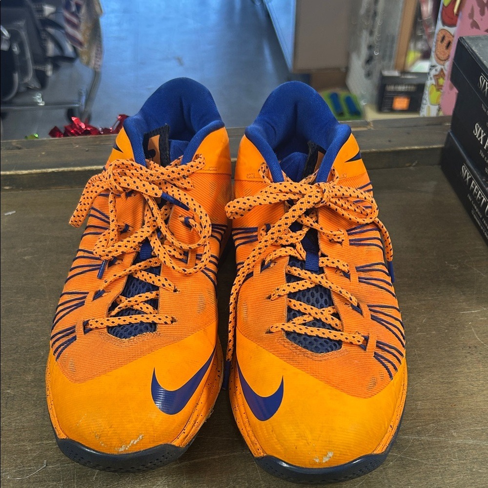 Nike Air Max Lebron X 10 Low Knicks' Orange/Blue Basketball Shoes Size 9.5